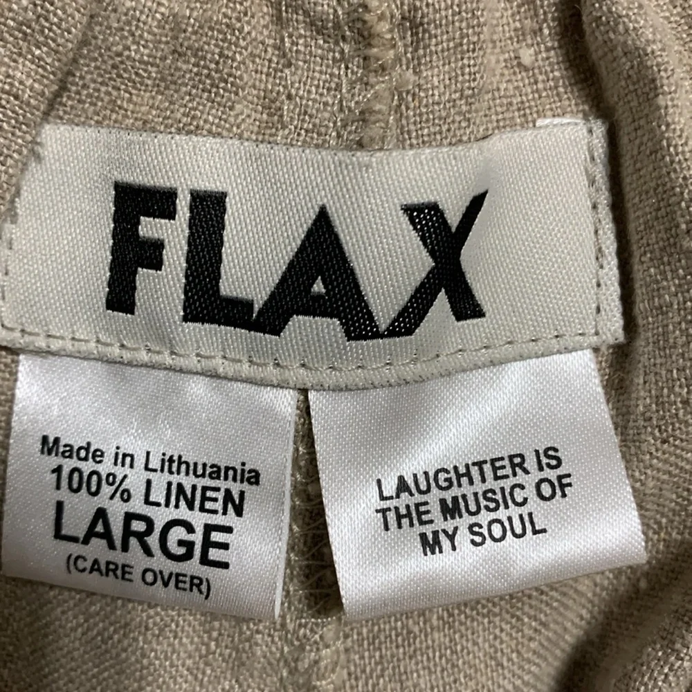 Flax Women’s 100% Linen Classic Wide-Leg Oatmeal Large Pants Lagenlook Quiet - Picture 5 of 11